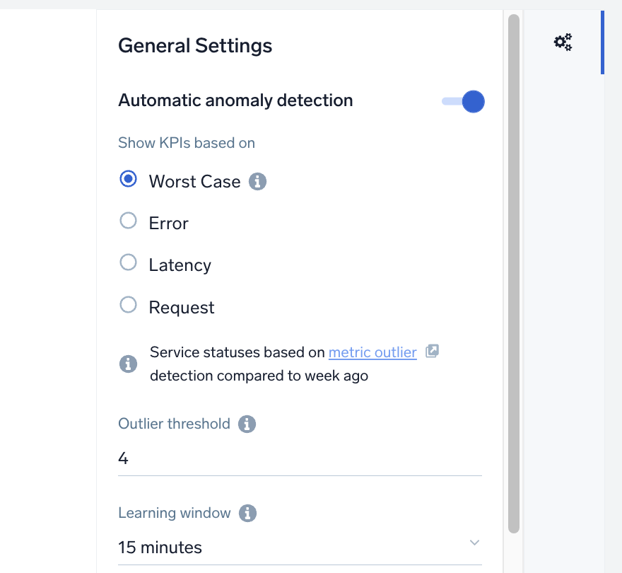 auto service anomaly settings