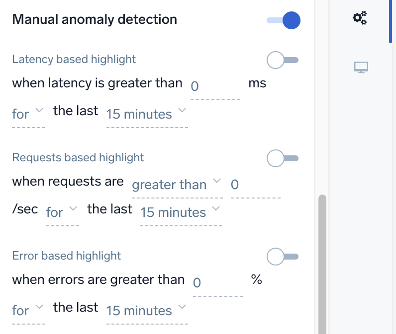 services manual anomaly detection settings