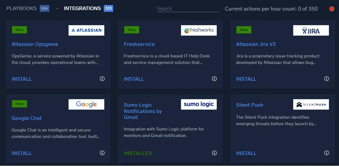 App Central Integrations tab