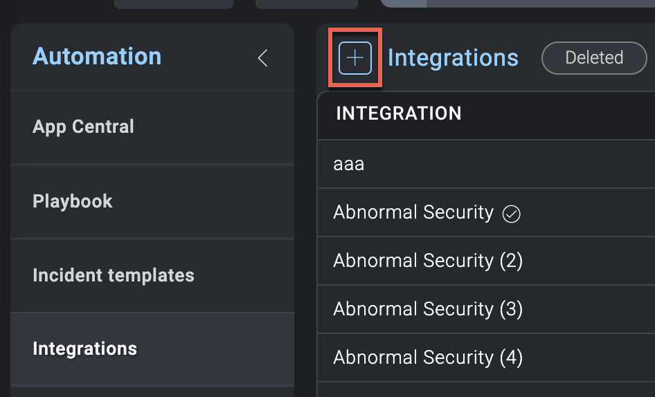 Add Integration button