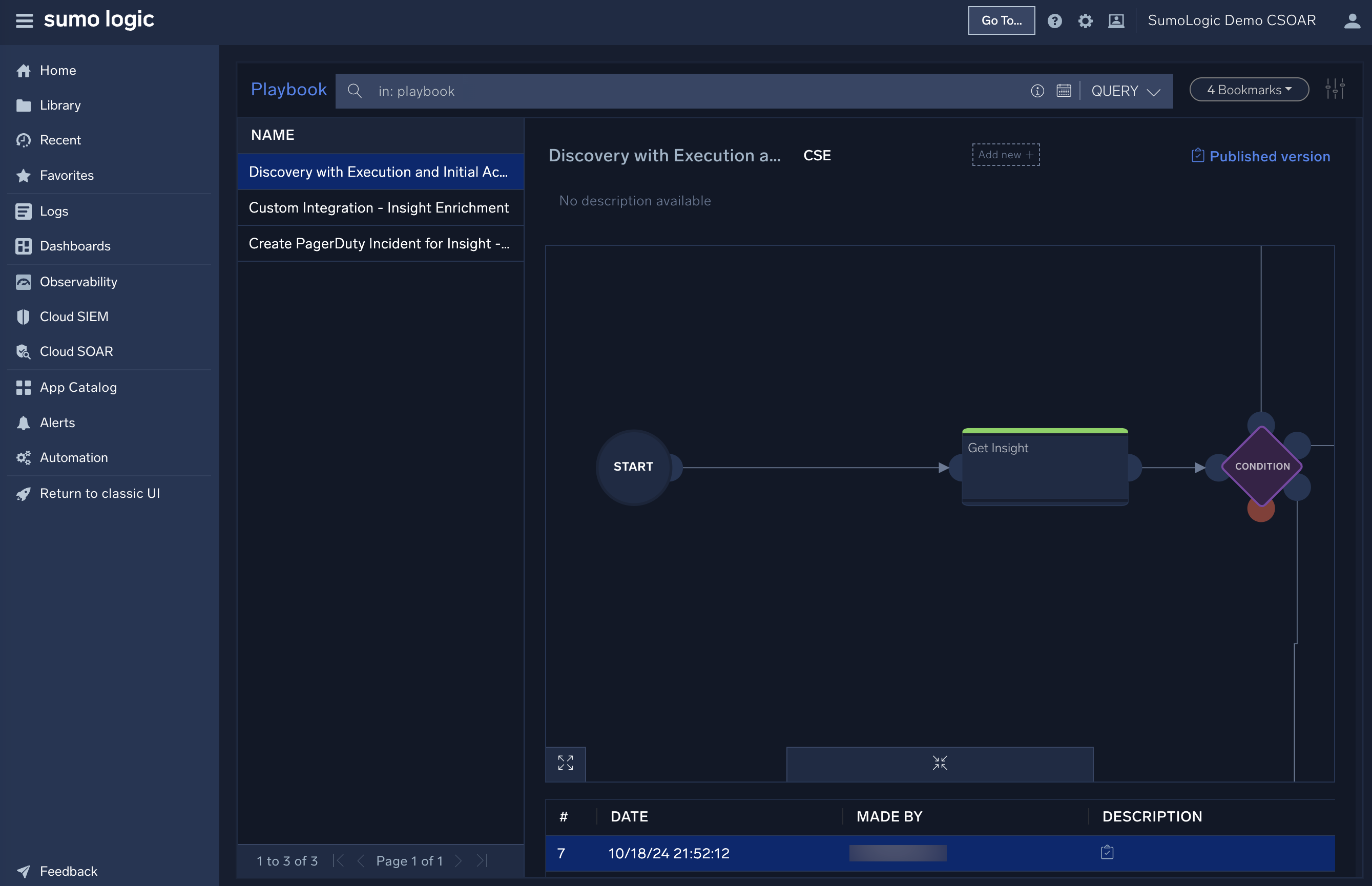 Cloud SOAR example playbook