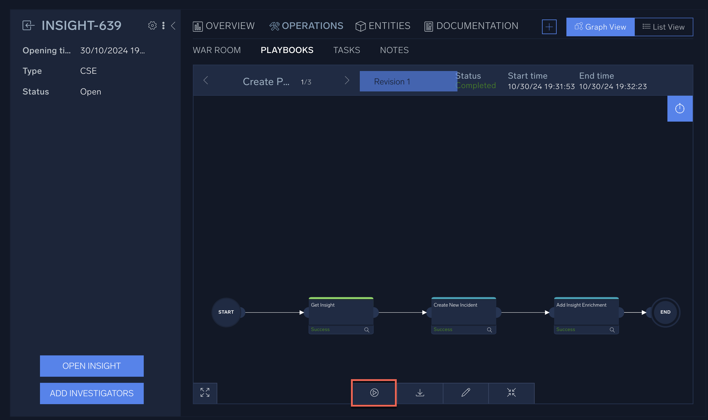 Run a playbook for an incident