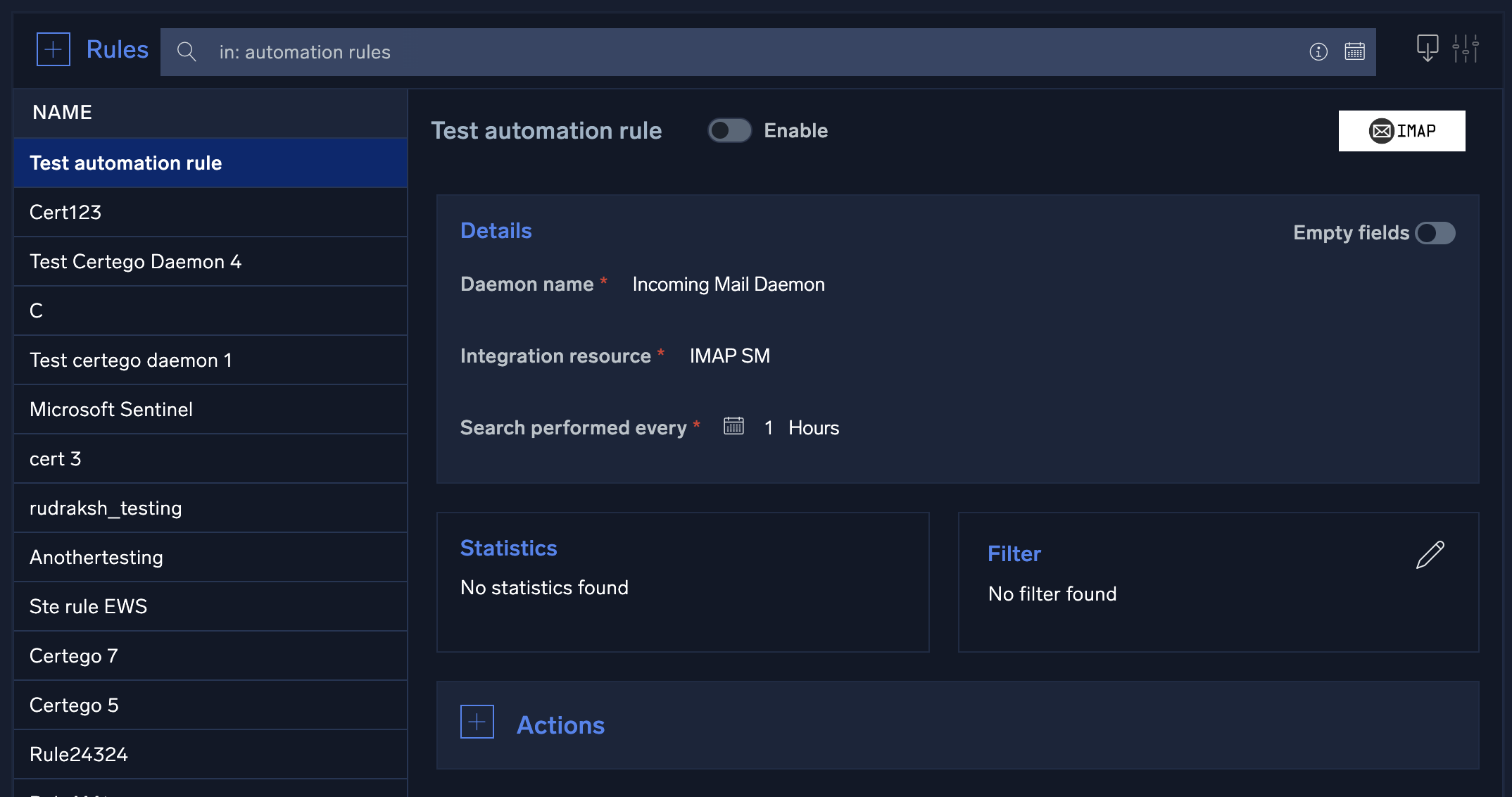 Sample automation rule