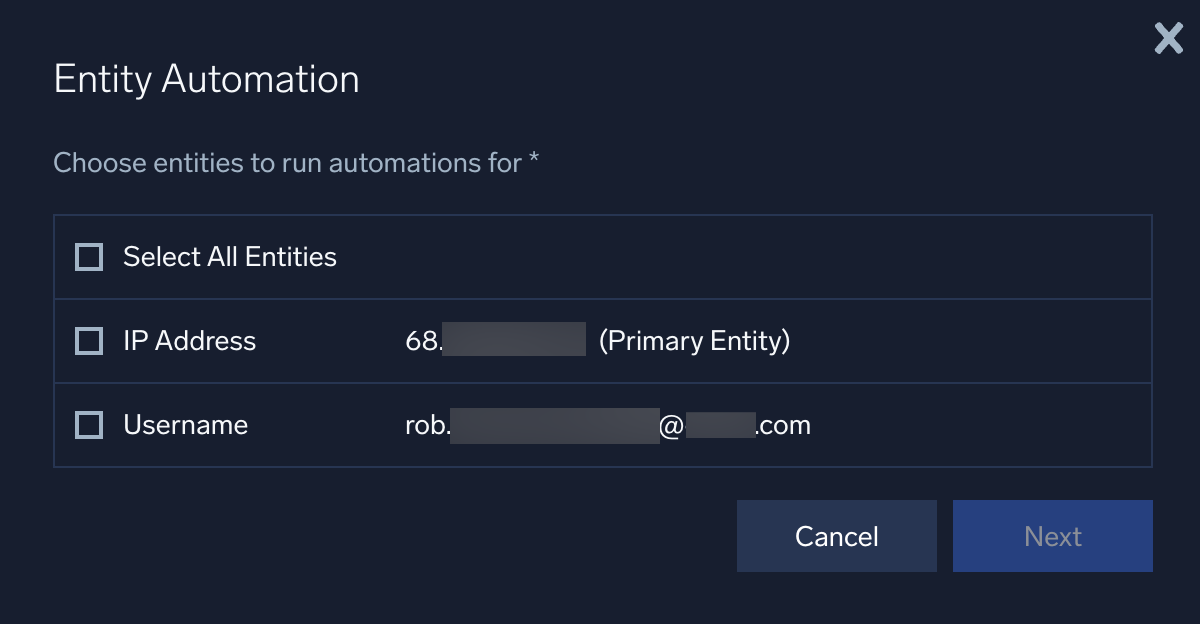 Entity Automation menu