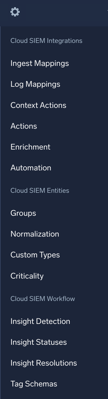 Configuration menu