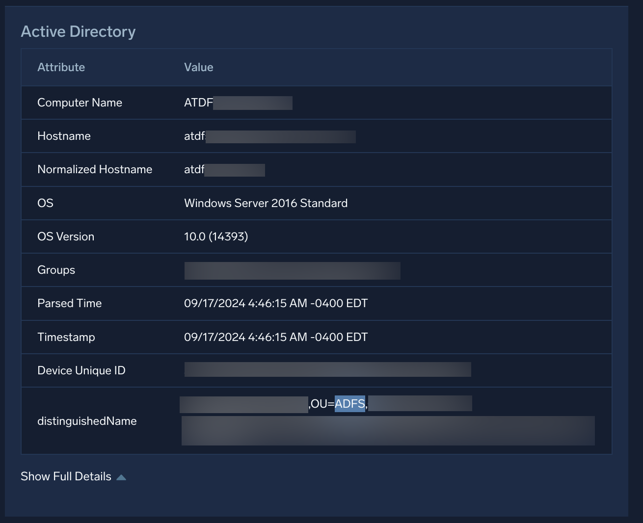 Entity enrichment data