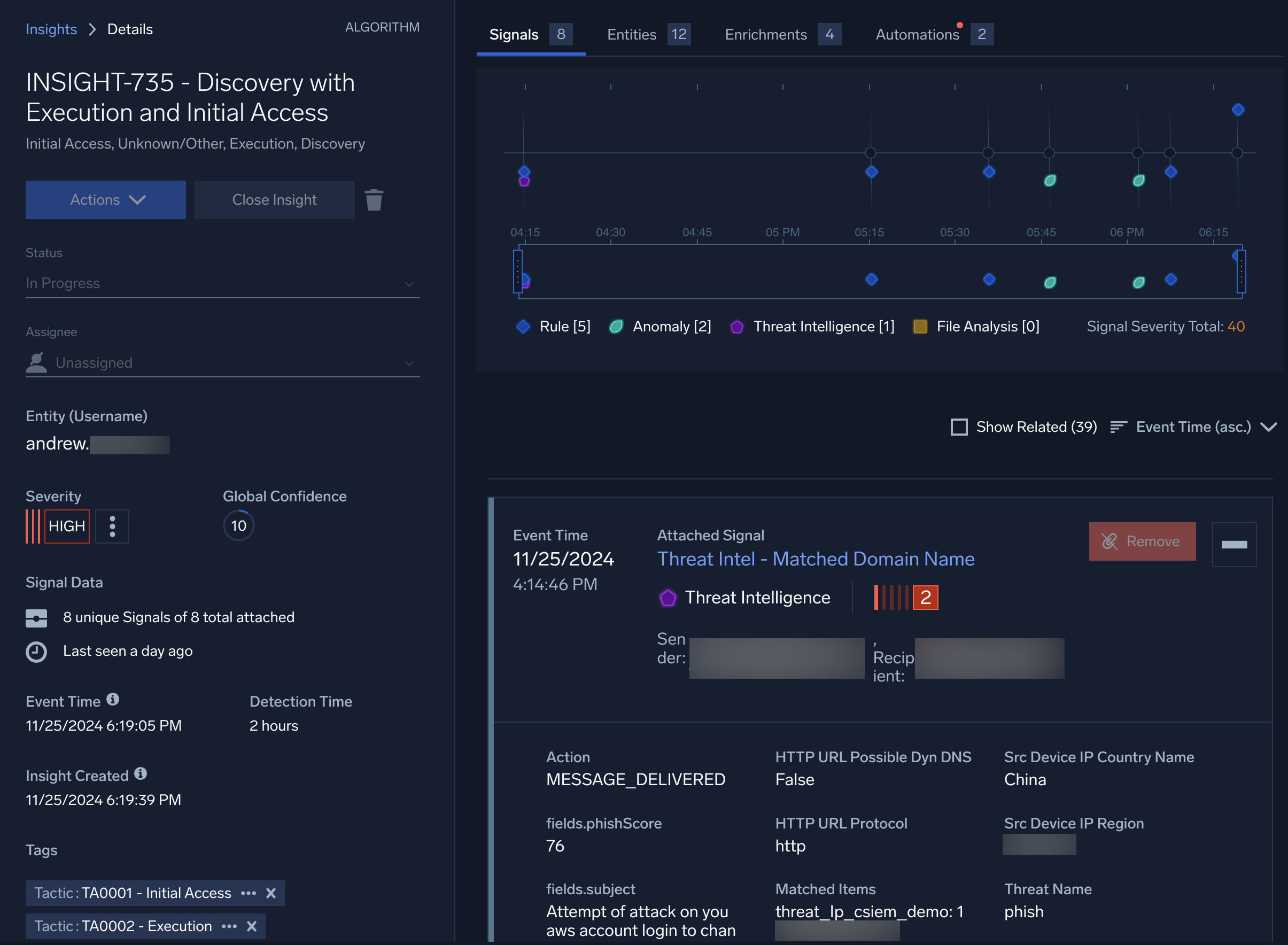 Example threat insight