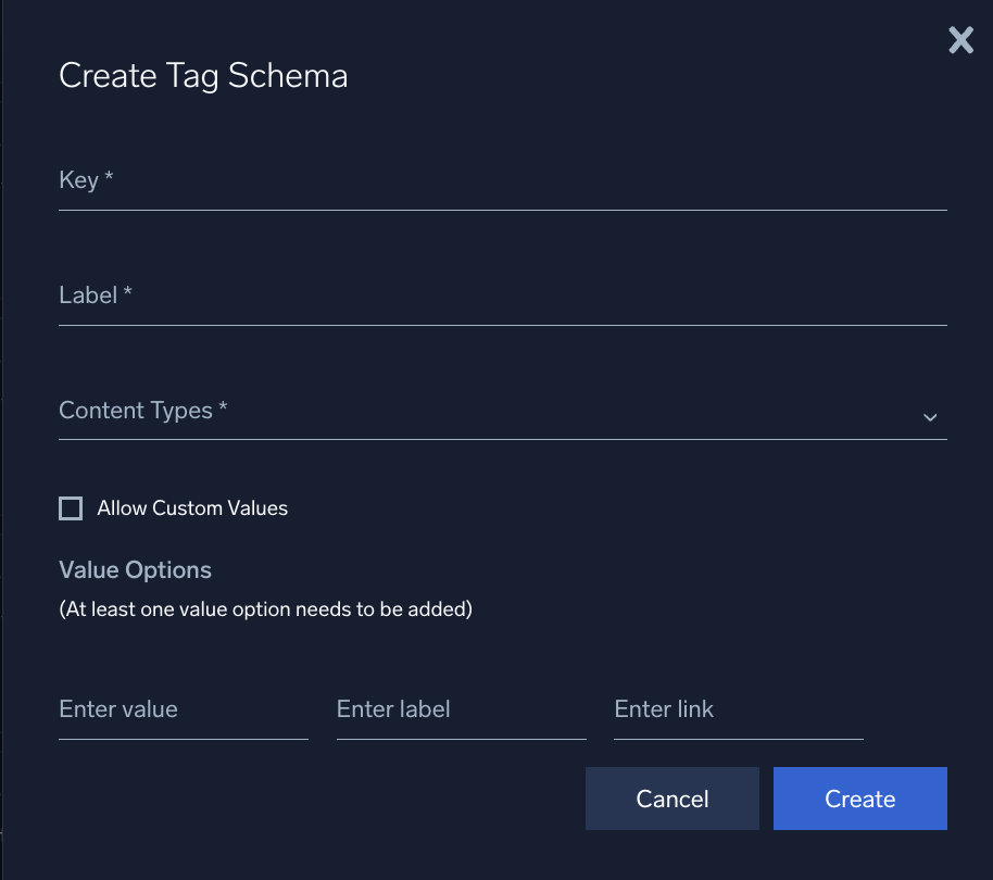 Create tag schema