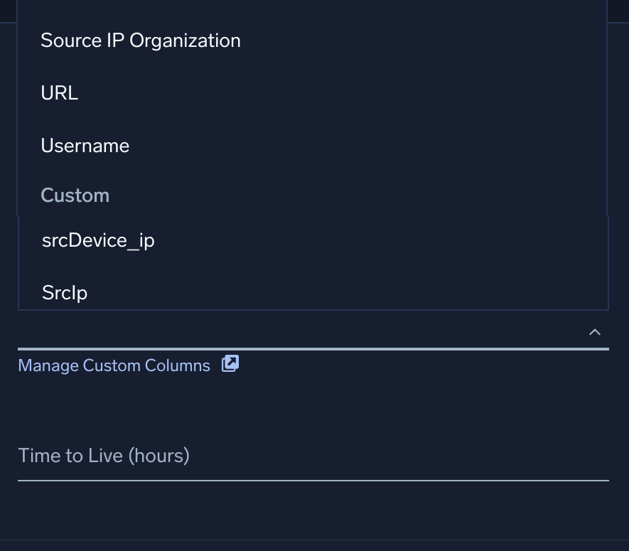 Target column selector