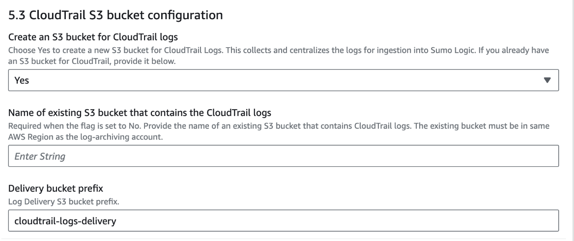 CloudTrail S3 bucket configuration