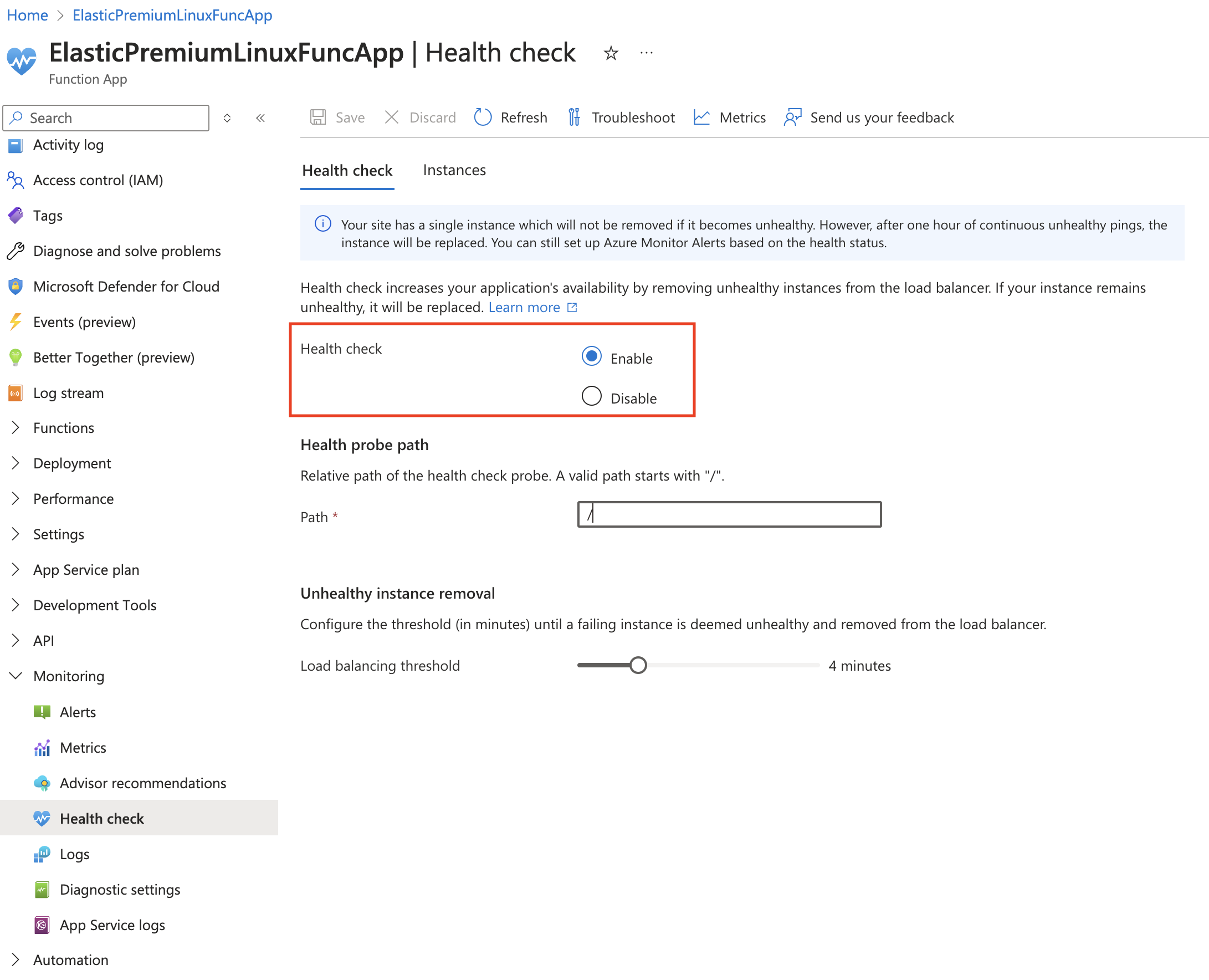 Enable Health Check Metric