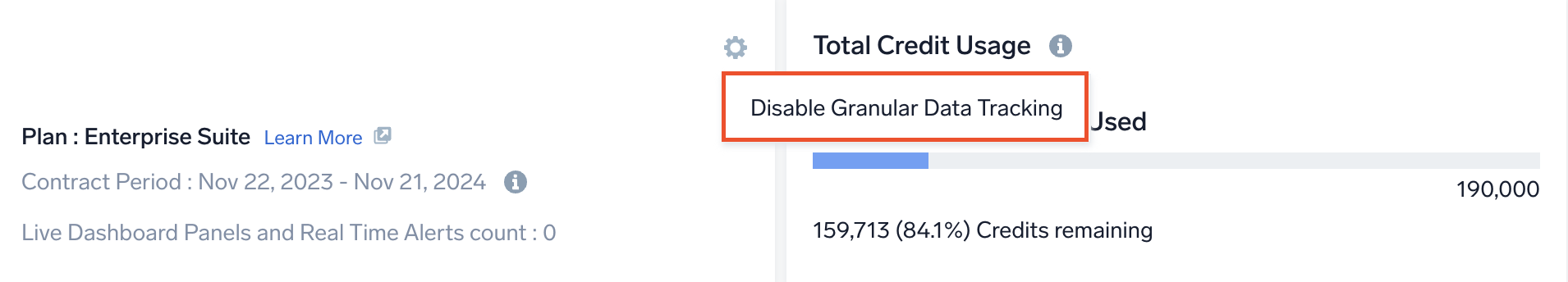 Disable Granular Data Tracking