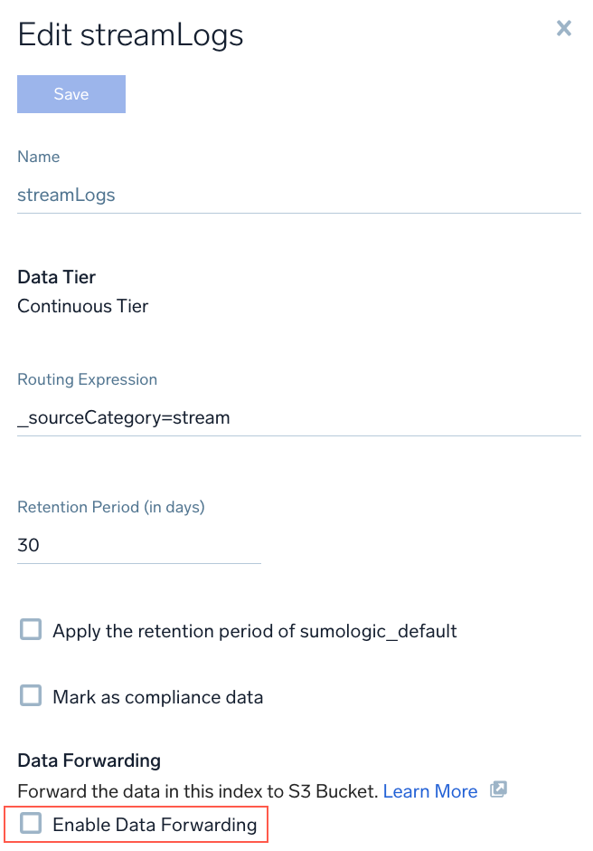 Enable Data Forwarding checkbox