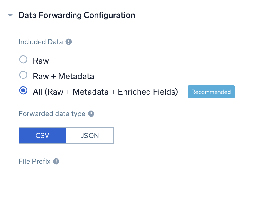 Options to forward raw data