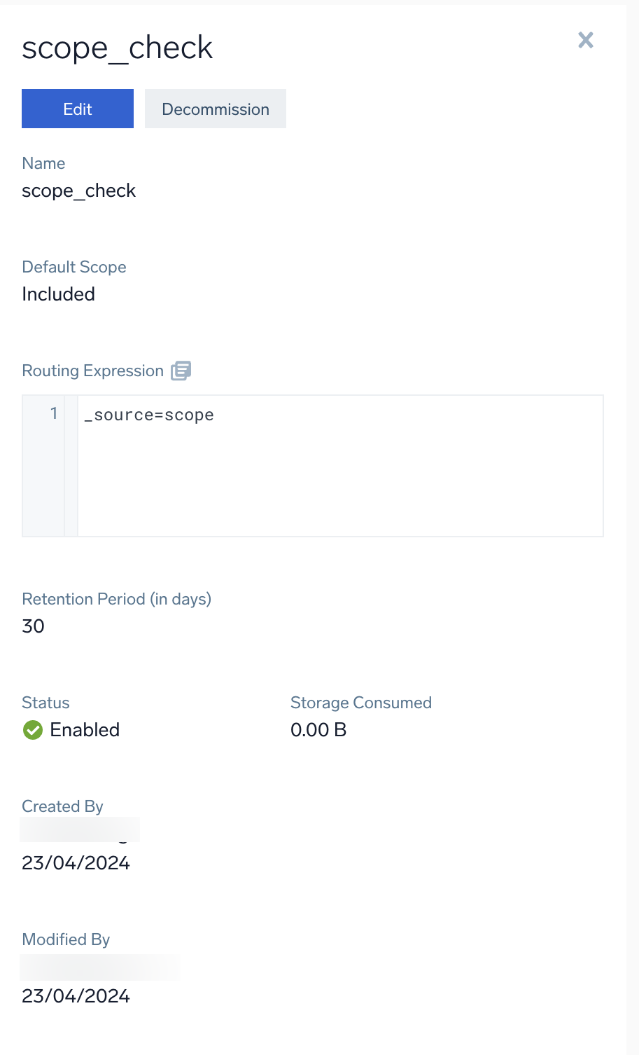 Pane to view or edit the partition