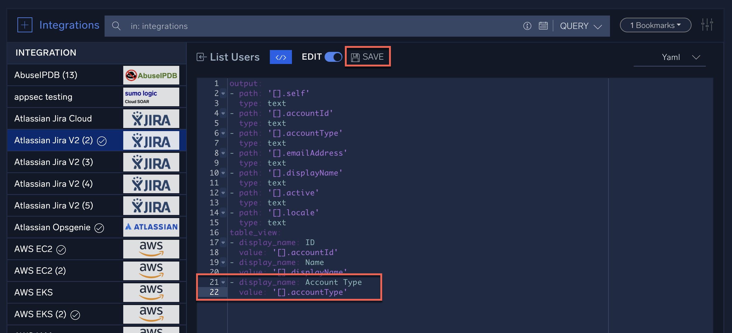 Edit output