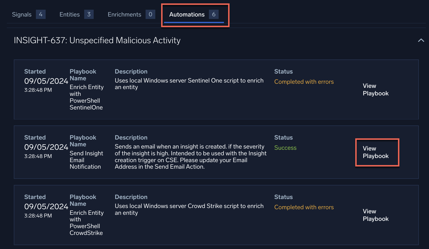 Automations on an Insight