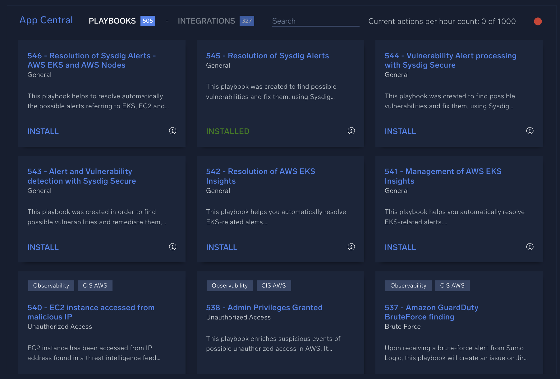 App Central screen
