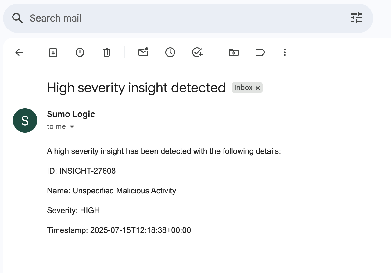 Test playbook email