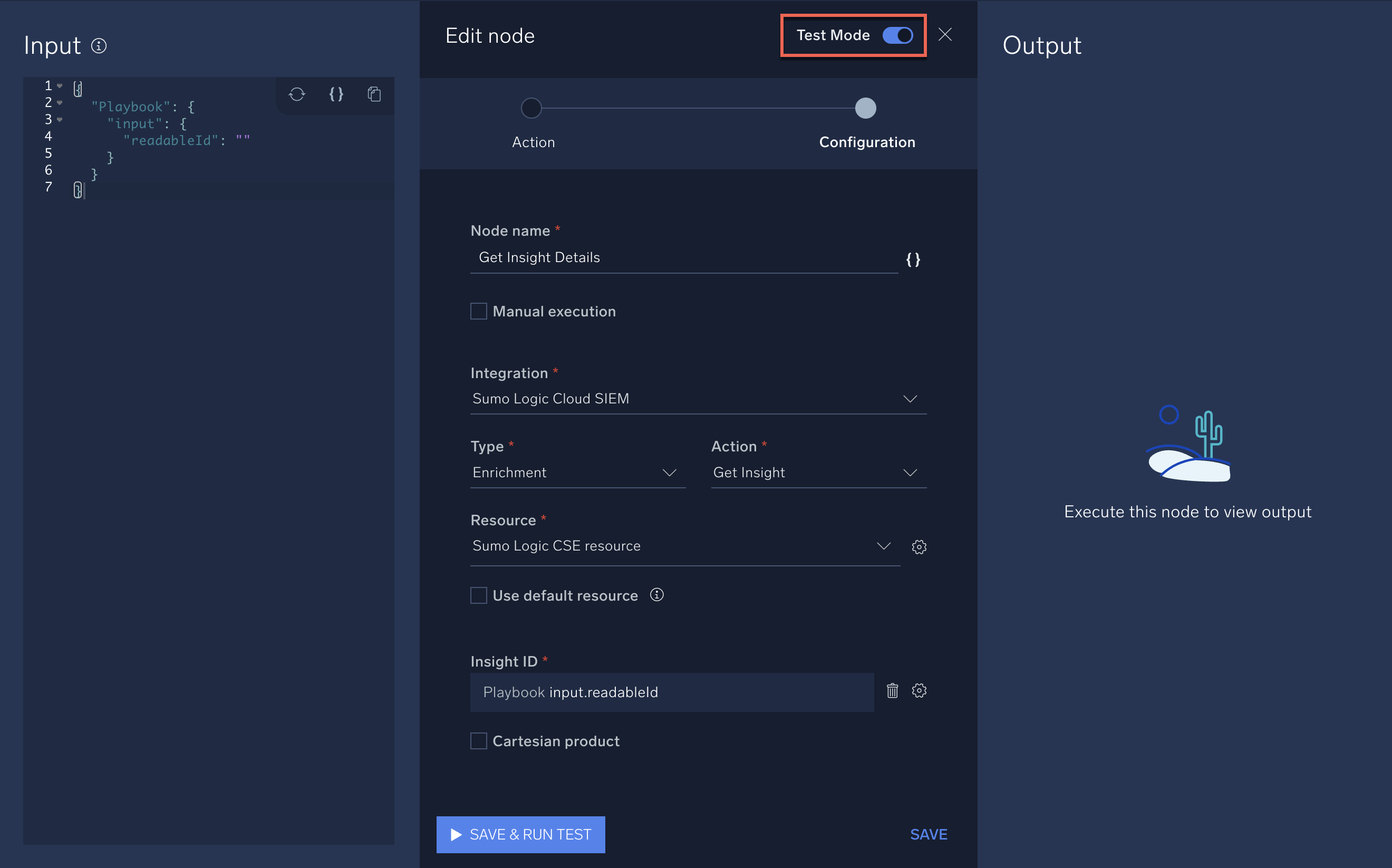 Playbook Test Node toggle