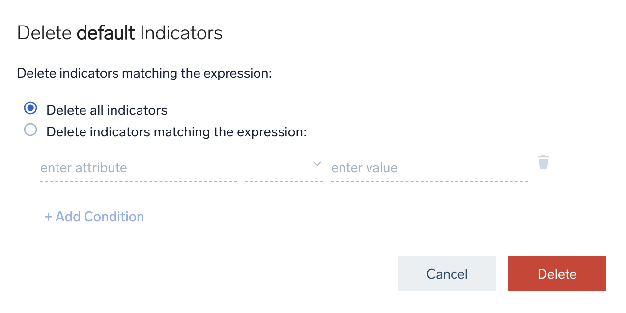 Delete threat intelligence indicators