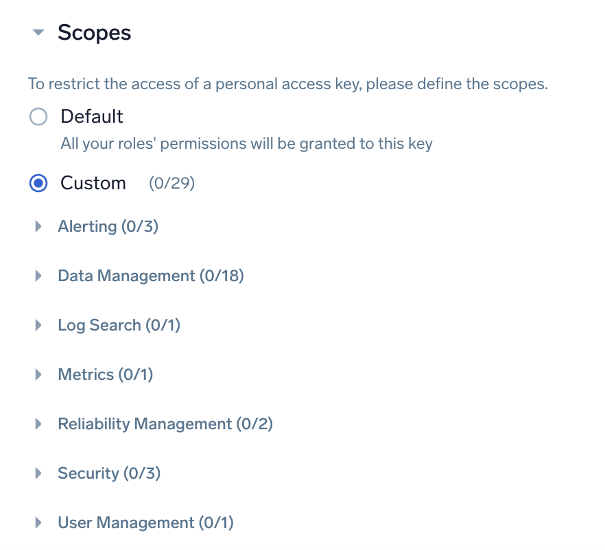 Access key scopes