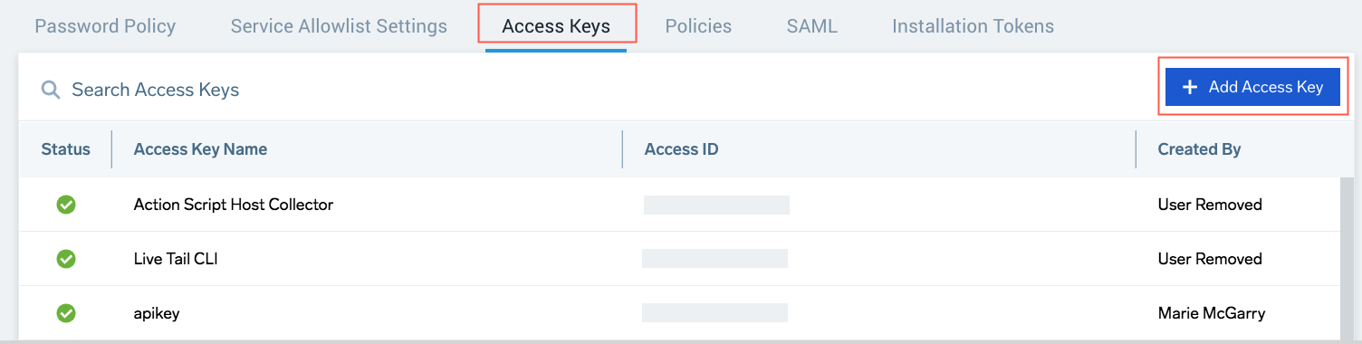 Add Access Key