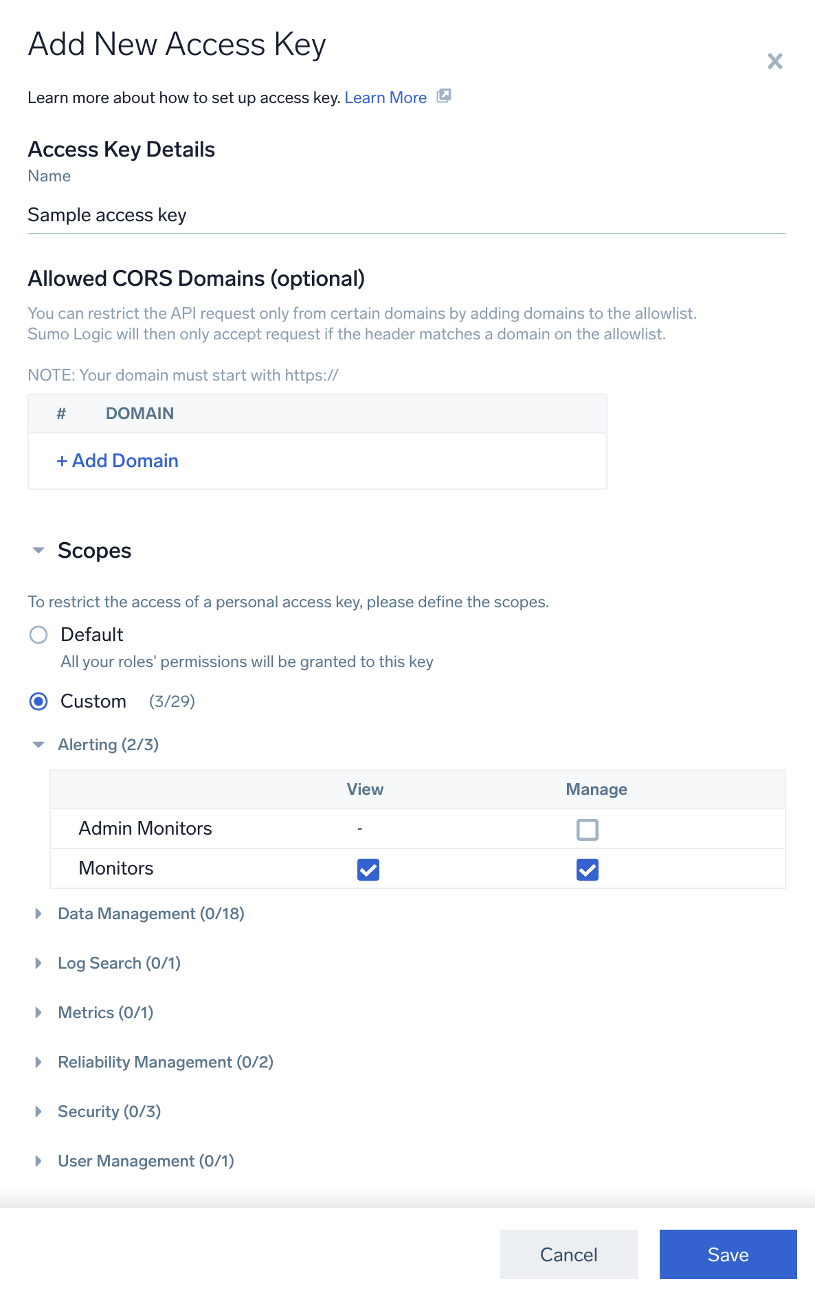 Custom scopes example