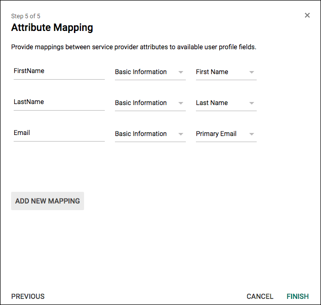 Attribute Mapping page
