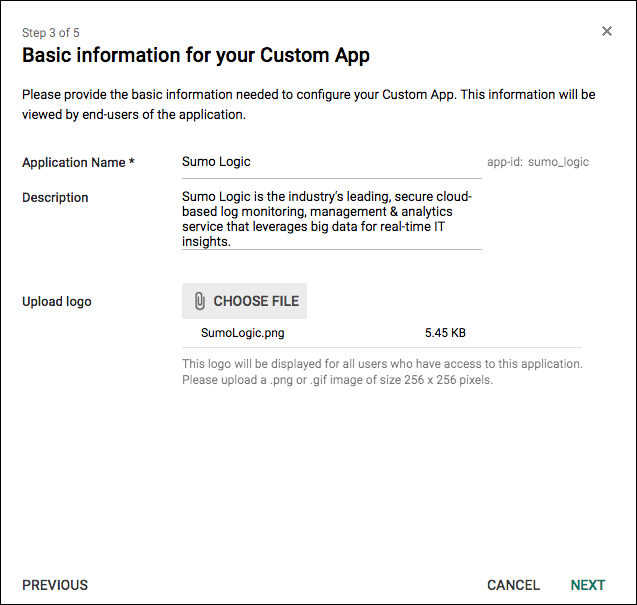 Basic Information for your Custom App page