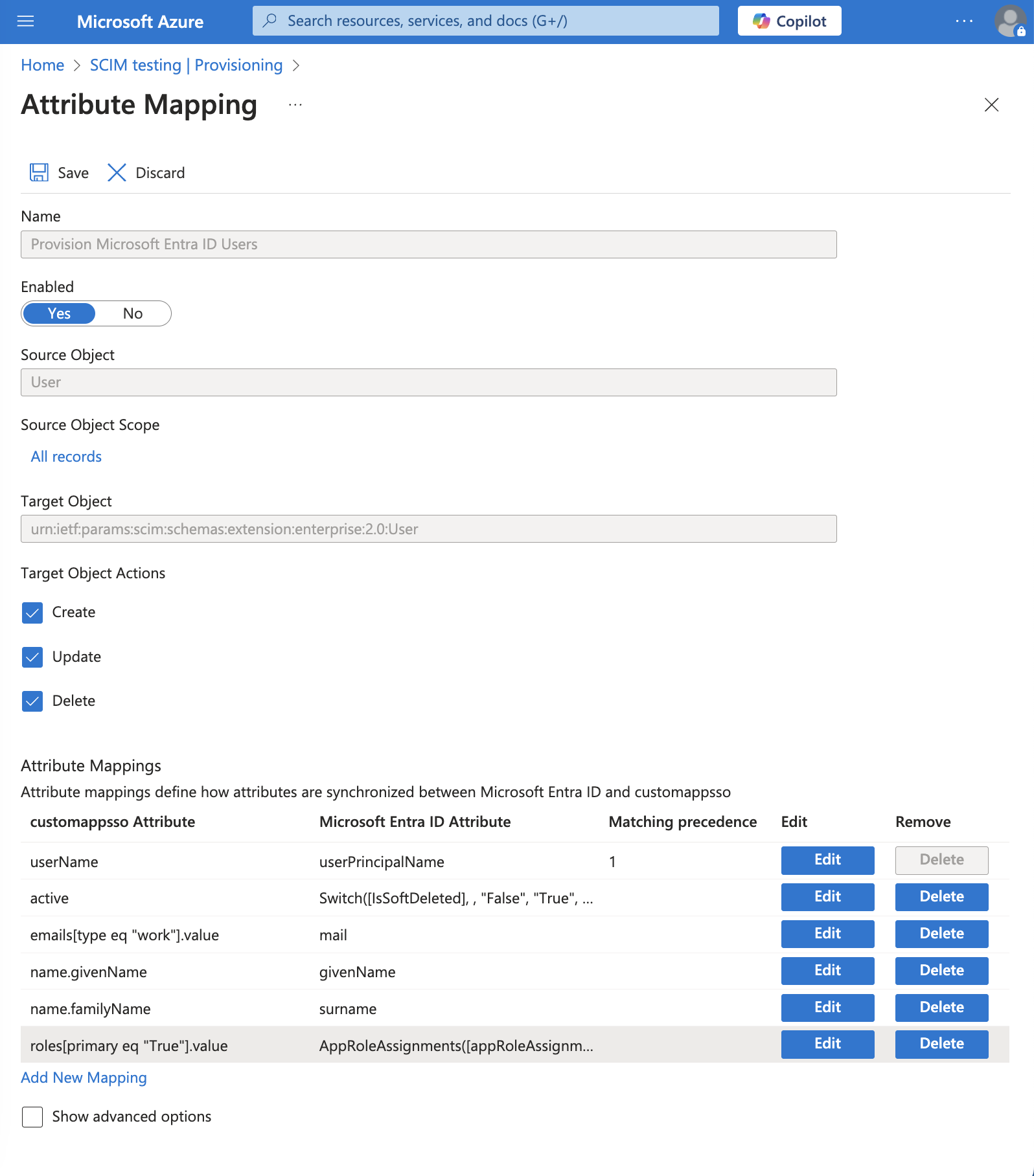 Attribute mappings