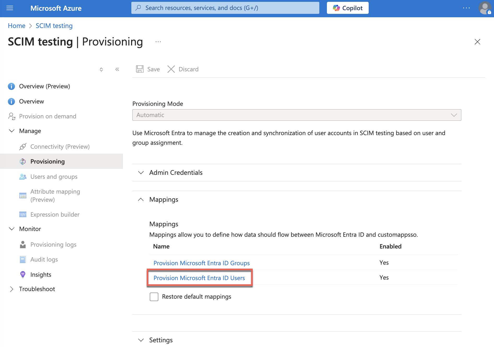 Provision mappings
