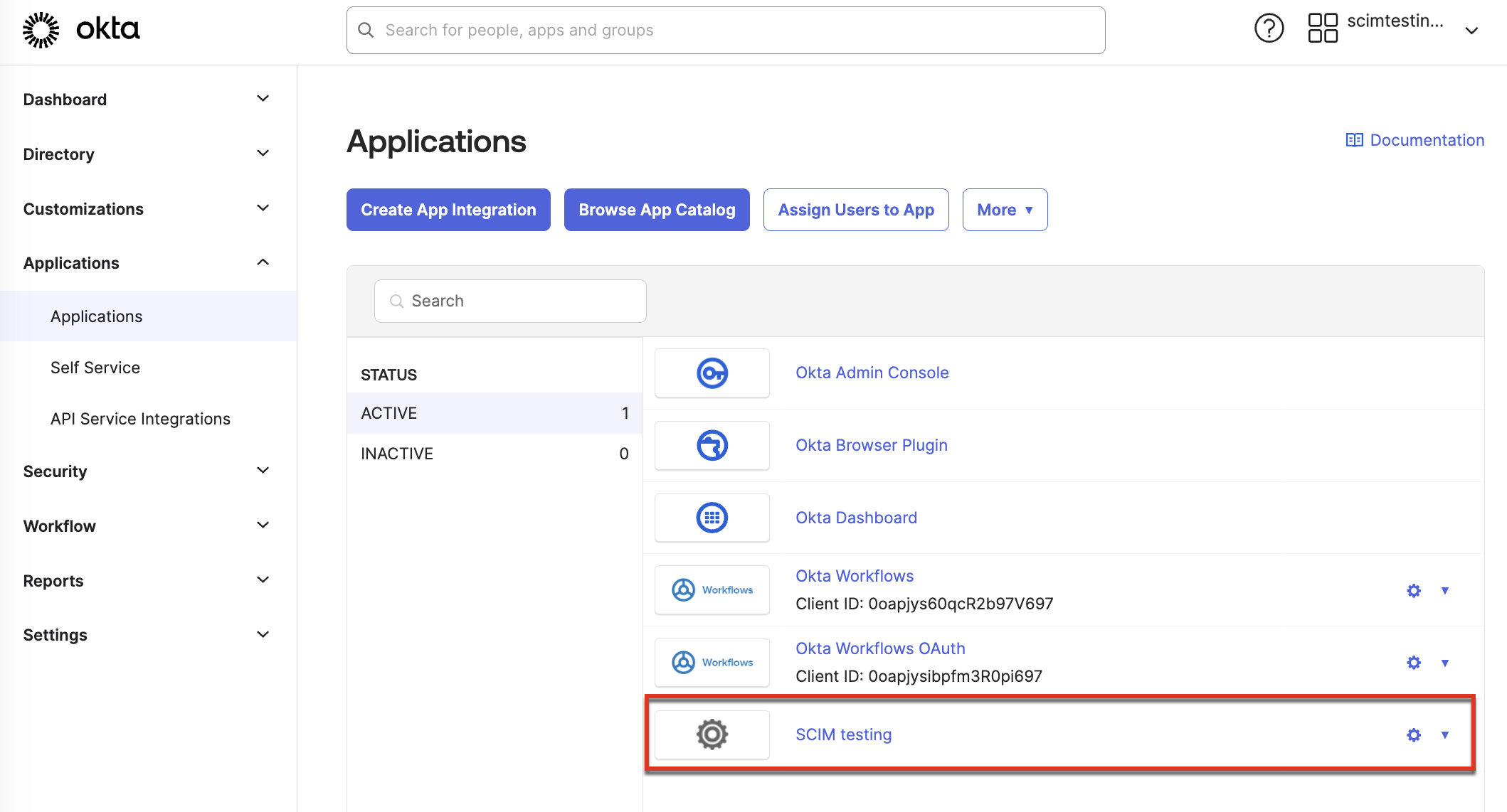 New app in Okta