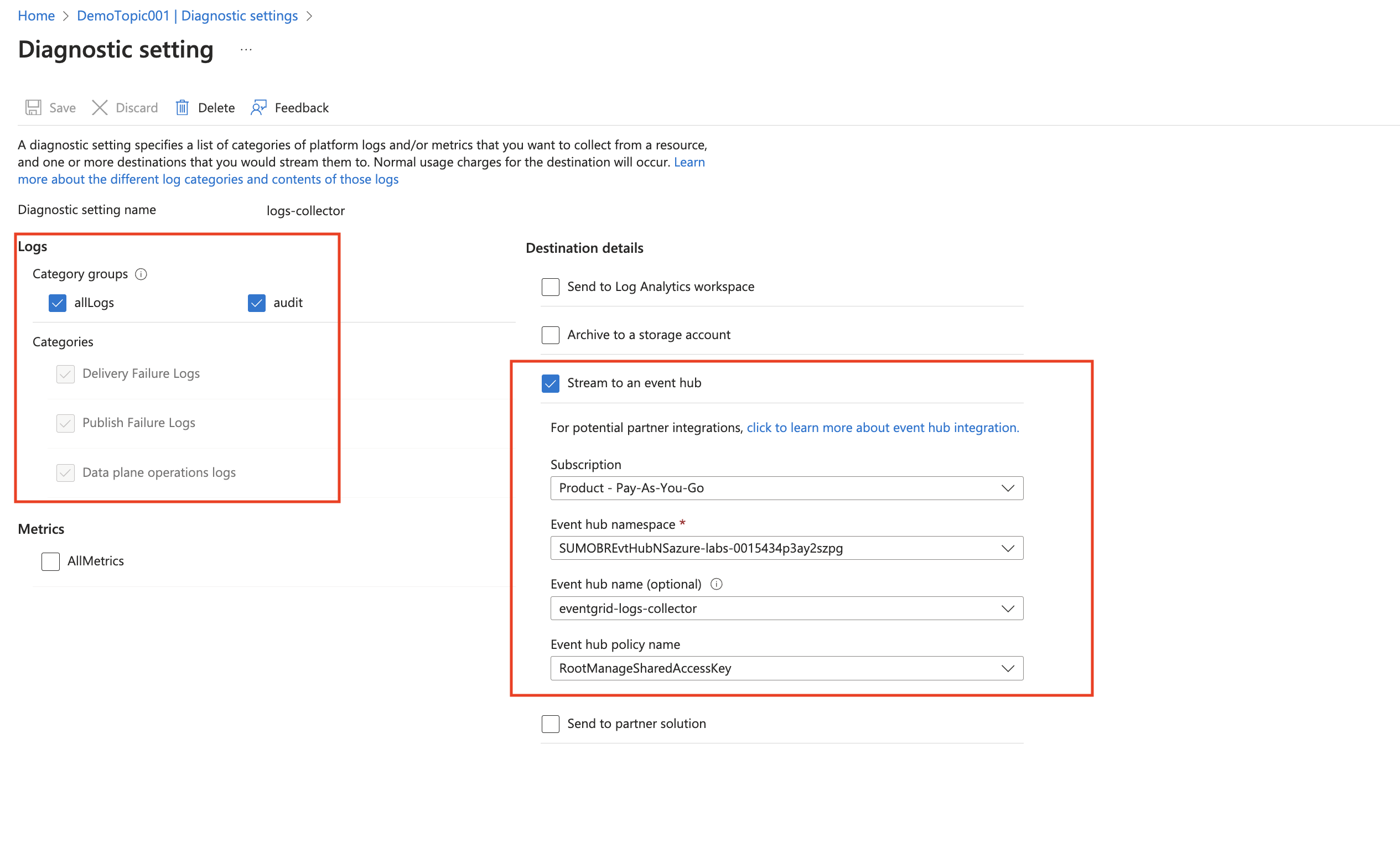 Azure Event Grid logs