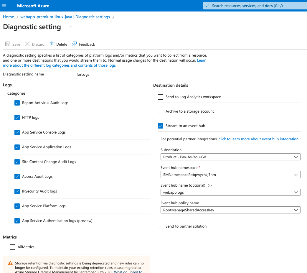 Azure WebApps logs